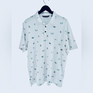 Travis Mathew Golf Polo Beach Theme White with Green Size XL